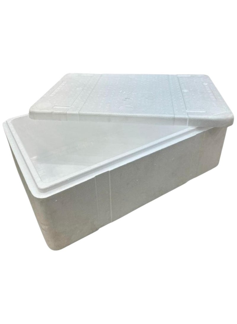 15kg Insulated Styrofoam Box with Lid – EPS Foam Cooler Box for Fish, Seafood, Meat, Fruits & Cold Storage | 63 × 42 × 22 cm