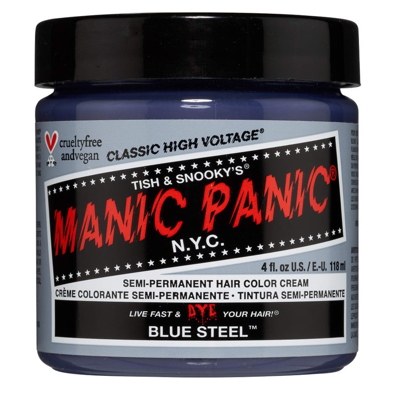 MANIC PANIC Classic Blue Steel Semi Permanent Hair Color - Cool Silver Hair Dye for Women & Men That Lasts 4-6 Weeks - Vegan, Ammonia & Cruelty-Free - Create & Mix Custom Shades (4oz) - Image 1