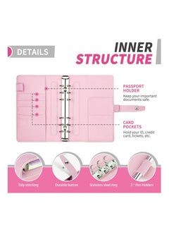 KASTWAVE Budget Binder with Cash Envelopes, A6 Stitching PU Leather Budget Binder with Zipper Envelopes and Budget Sheets, 12pcs Cash Budget Binder for Saving Money, Budget Envelopes Organizer for Cash System  - Image 3