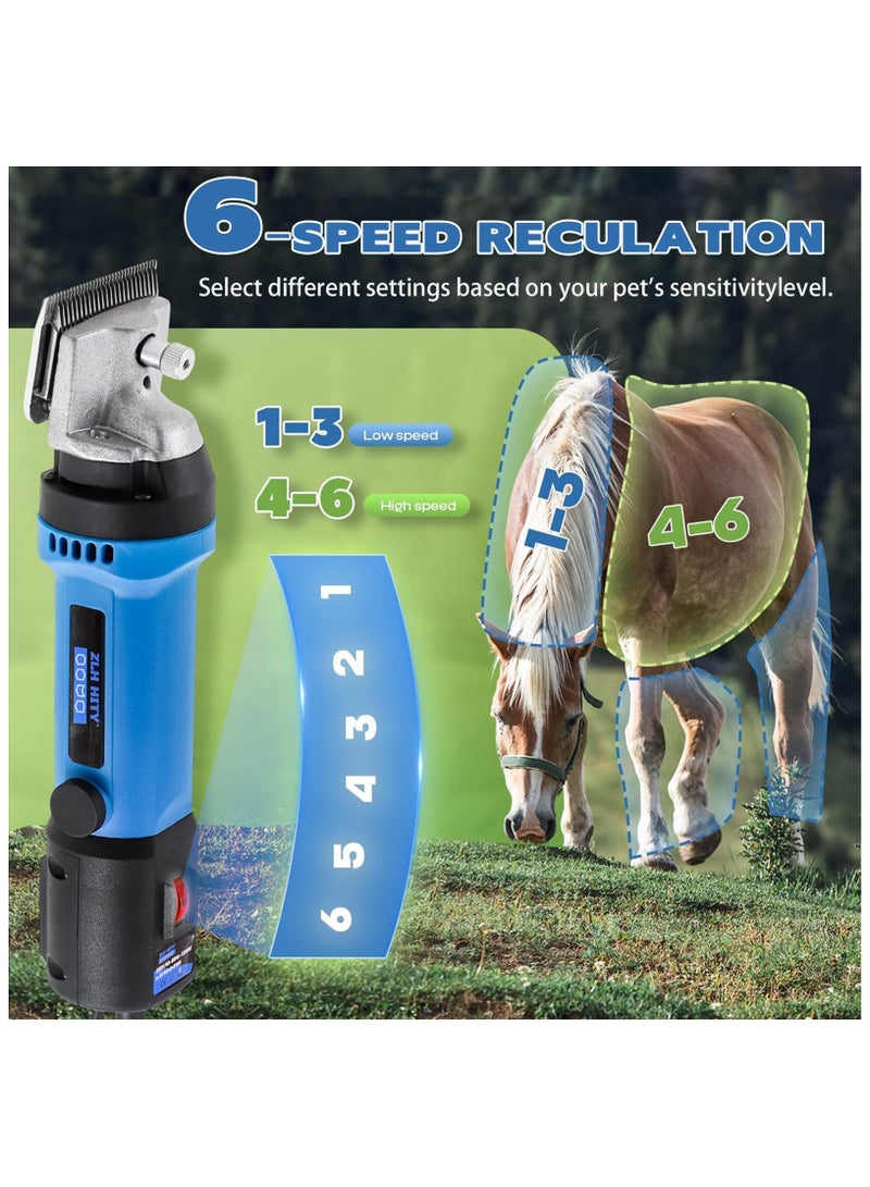 ZLH HITY Horse Clippers 1200W 3000RPM, Heavy Duty Horse Grooming Kit, Professional Livestock Clippers with 6 Speed Adjustable for Shaving Horse Pony Cattle Goat Large Dogs and Others - Image 3