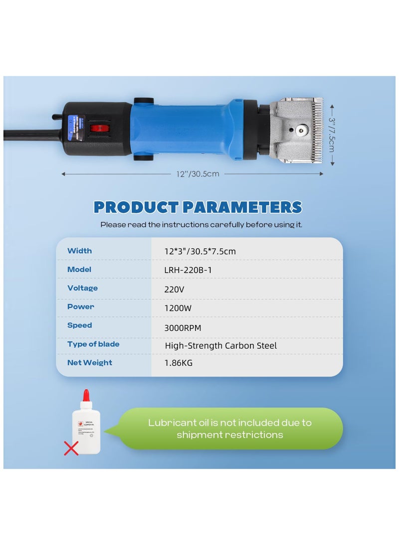 ZLH HITY Horse Clippers 1200W 3000RPM, Heavy Duty Horse Grooming Kit, Professional Livestock Clippers with 6 Speed Adjustable for Shaving Horse Pony Cattle Goat Large Dogs and Others - Image 5