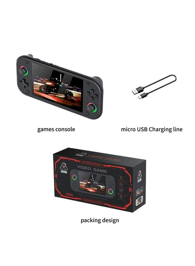 M26 Handheld Video Game Console 5.1 Inch HD Display Portable Retro Gaming Device Rockchip RK3568 Linux OS 128GB Storage 30+ Emulator Support PSP PS1 N64 NDS MAME GBA NEOGEO RGB 3D Joystick 3000mAh Battery PSP Style Console - Image 5