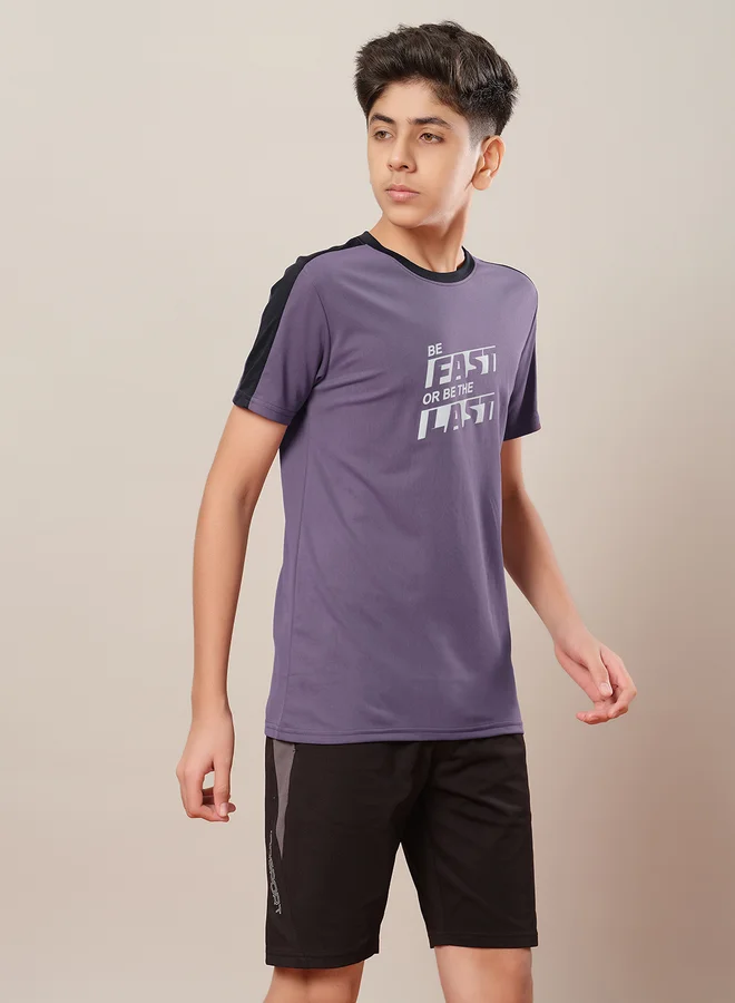 Technosport Color Block Crew Neck Regular Fit T-Shirt