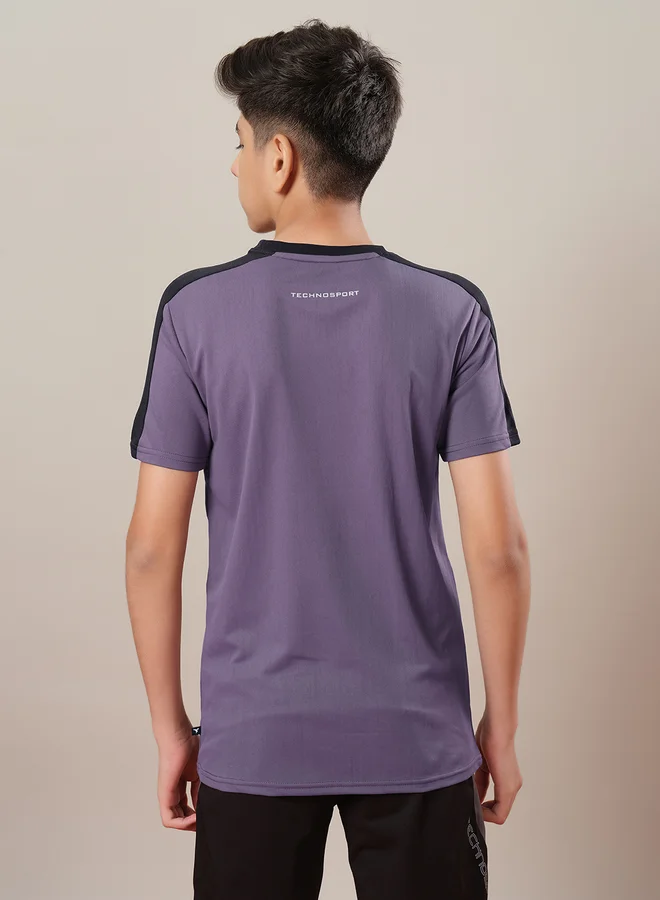 Technosport Color Block Crew Neck Regular Fit T-Shirt