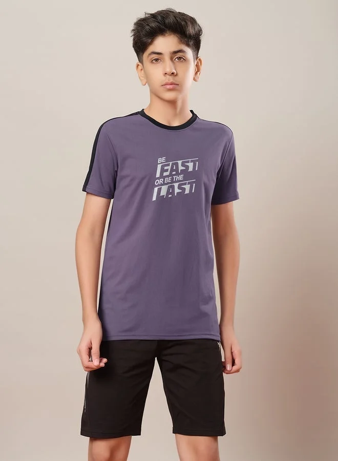 Technosport Technosport Color Block Crew Neck Regular Fit T-Shirt