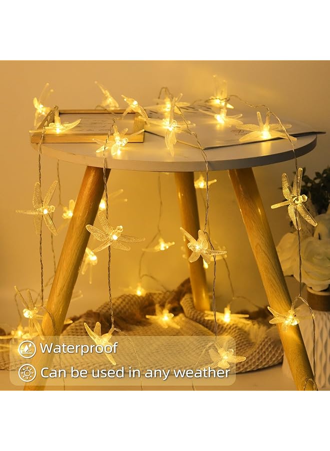 erorex Dragonfly Hanging Fairy String Lights 3M 10Ft 20Leds Battery Operated Dragonfly String Lights Dragonfly Lights Decorations For Indoor Outdoor Home Bedroom Fence Camping Birthday Party Warm White - Image 2