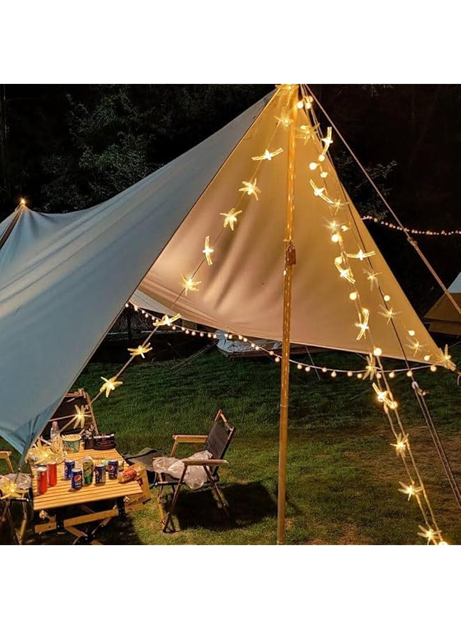 erorex Dragonfly Hanging Fairy String Lights 3M 10Ft 20Leds Battery Operated Dragonfly String Lights Dragonfly Lights Decorations For Indoor Outdoor Home Bedroom Fence Camping Birthday Party Warm White - Image 3