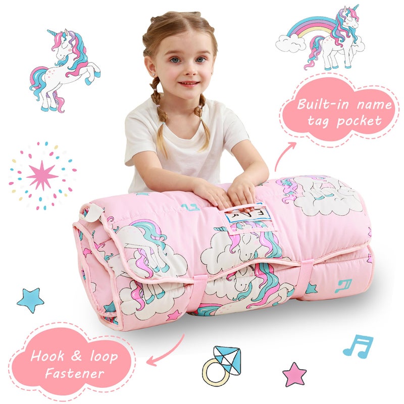 Lasoftan Toddler Nap Mat with Pillow and Blanket, Extra Large Rolled Napping Mats, Toddler Nap Mat for Boys Girls,Kids Sleeping Mat for Daycare, Preschool Travel Camping, Unicorn - Image 3