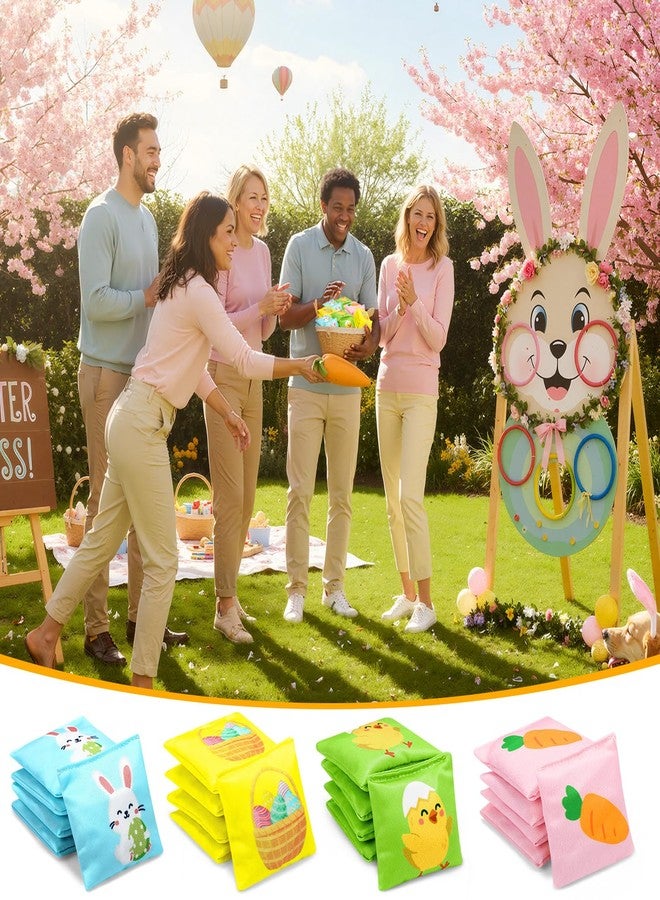 LaRandom 21 Pcs Easter Cornhole Bean Bags with White Mesh Drawstring Bag 2 x 2 Inch Rabbit Chick Carrot Egg Basket Beanbags for Toss Party Toy Throwing Games - Image 5