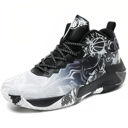 MAIZUN Mens Basketball Shoes Fashion Non-Slip Lightweight Breathable Outdoor Sneakers Cushioning Workout Shoes for Running Walking Sports Training Black - Image 1