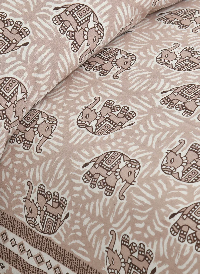 CLOTHOLOGY CLOTHOLOGY Grey Conversational Cotton Skin-Friendly 180 TC King Fine Bedsheet with 2 Pillow Covers