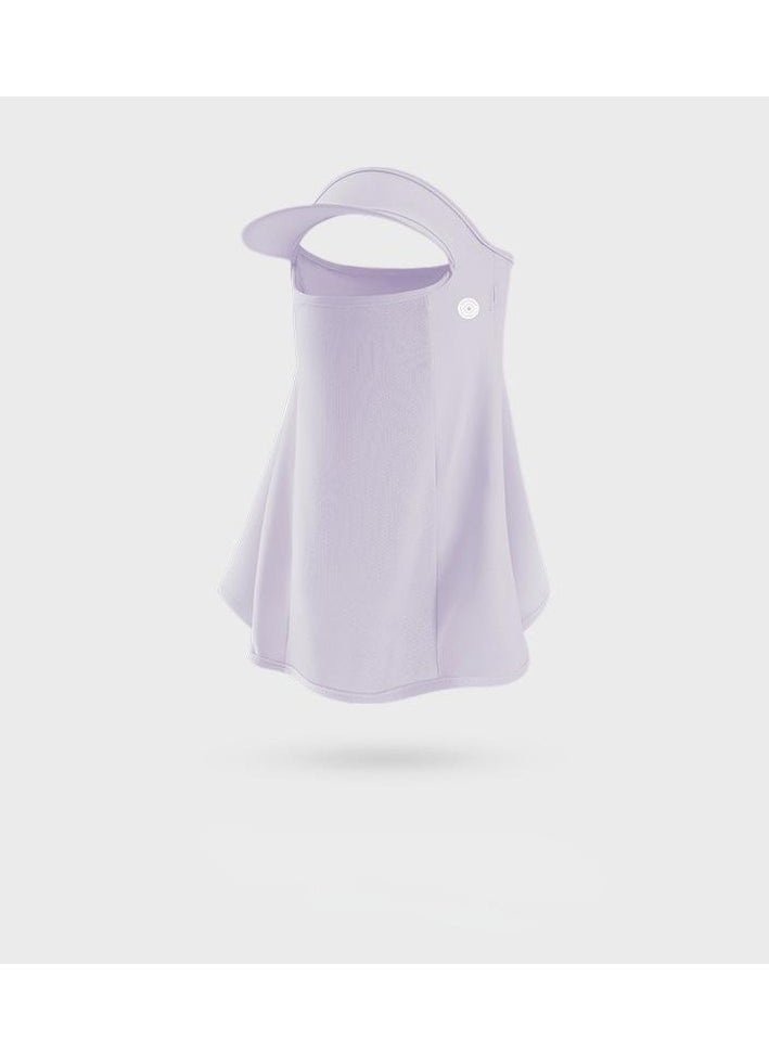 Generic Summer ice silk sunscreen mask, outdoor full-face sun hat, light and breathable facekini face towel, suitable for summer outdoor activities - lavender purple  - Image 1