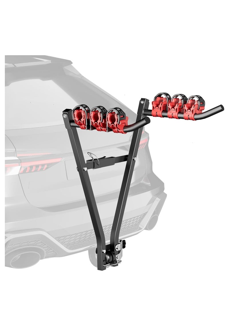 WALALLA Heavy Duty 3-Bike Carrier Rack Bicycle Mount for Mountain Bikes, E-bikes, Electric Bikes, High Capacity Bike Transport Rack，Compatible with Most Sedans Hatchbacks Minivans and SUVs - Image 1