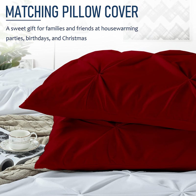 Crown Collection 1000-TC Hypoallergenic Ultra Soft Design 100% Egyptian Cotton Pinch Plated Duvet Cover with Zipper Colser & 2pcs Pillow Case Set (King 104x90  Burgundy) - Image 2