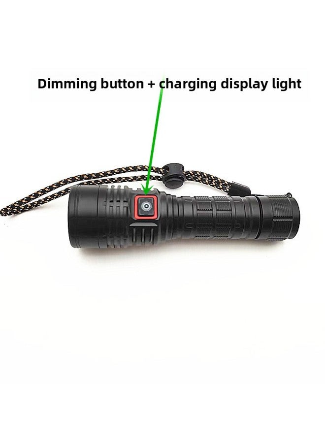 T40 Flashlight Fixed FoCus Spot Aluminum Alloy Strong Light Flashlight Outdoor Lighting TYPE-C ReChargeable Flashlight-Color:Single T40 Lamp Bead FlashlighT + TYPE-C Charging Cable (no BaTTery Or PlasTiC GifT Box)  - Image 4