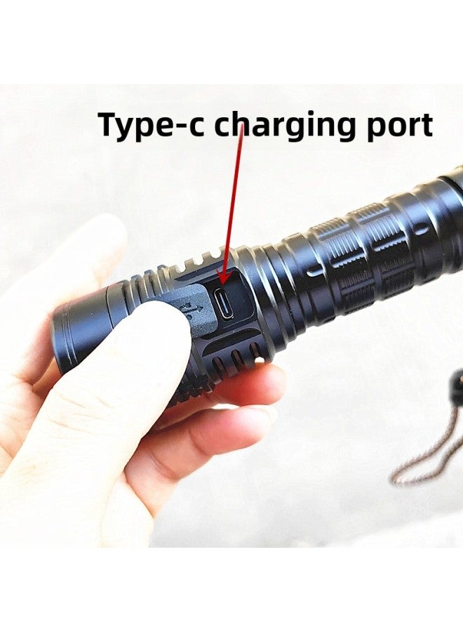 T40 Flashlight Fixed FoCus Spot Aluminum Alloy Strong Light Flashlight Outdoor Lighting TYPE-C ReChargeable Flashlight-Color:Single T40 Lamp Bead FlashlighT + TYPE-C Charging Cable (no BaTTery Or PlasTiC GifT Box)  - Image 5