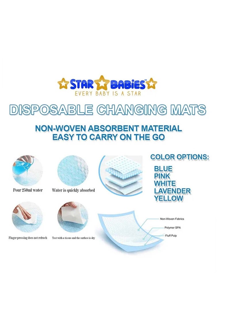 Star Babies - Combo Pack of 2- Disposable Changing Mat Pack of 12 with Baby Boy's Knee Pad - Blue - Image 3