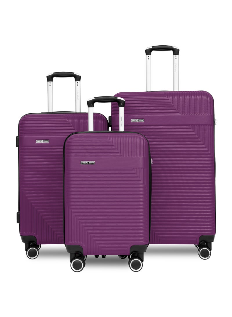 PARAJOHN ABS Material 3-Piece Hardsided Luggage Set | 4-Wheel Spinner Trolley | Small (10kg), Medium (20kg), Large (30kg)Purple - Image 1