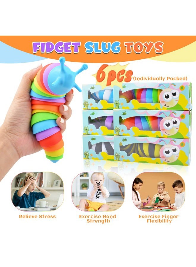 Cevioce Sensory Slug Fidget Toys - 6 Pcs Cute Autism Sensory Toys for Autistic Children & Kids Party Favors, Age 3+ - Image 4