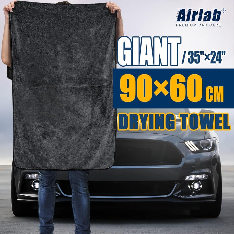 Airlab Extra Large Microfibre Car Cleaning Cloth - 90x60cm, Black, 650GSM, Super Absorbent, Lint & Streak Free - Image 2