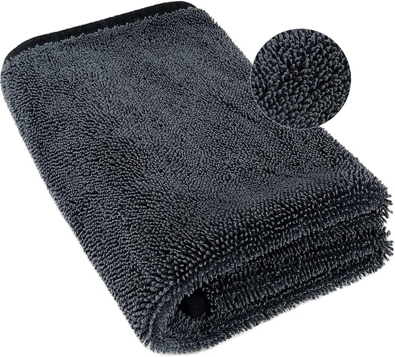 Airlab Extra Large Microfibre Car Cleaning Cloth - 90x60cm, Black, 650GSM, Super Absorbent, Lint & Streak Free - Image 1