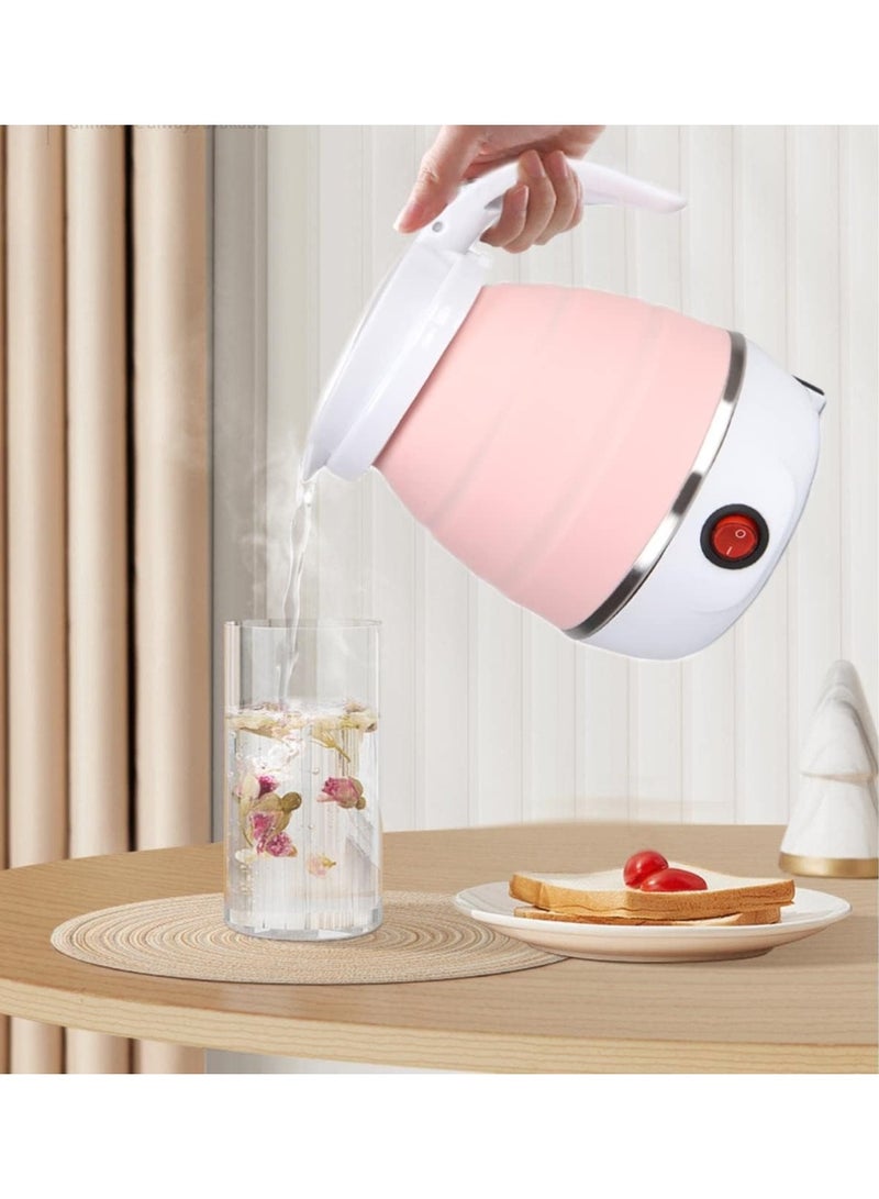 هابي هوم غلاية كهربائية محمولة قابلة للطي من السيليكون 220 فولت 600 واط للشاي والقهوة والماء الساخن 600 مل (وردى) - Image 2