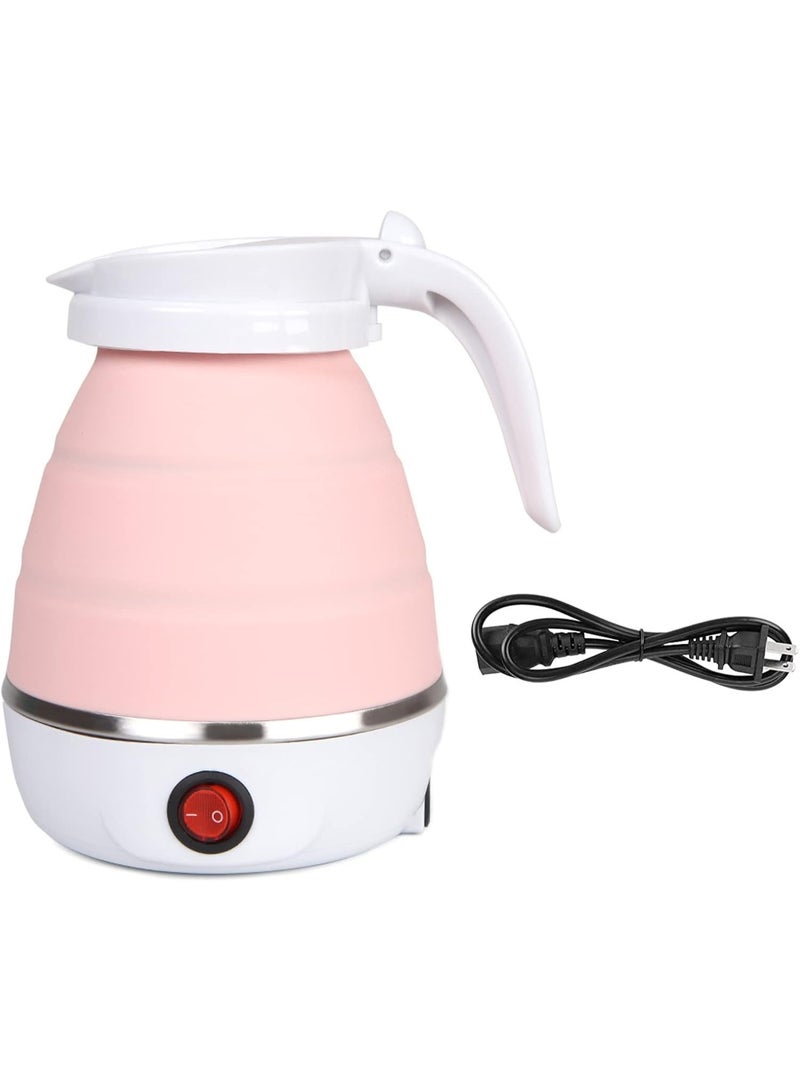 هابي هوم غلاية كهربائية محمولة قابلة للطي من السيليكون 220 فولت 600 واط للشاي والقهوة والماء الساخن 600 مل (وردى) - Image 5