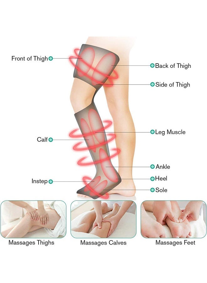 هاهاهاي جهاز تدليك الضغط للساقين، جهاز تدليك الساقين لتحسين الدورة الدموية وتخفيف الألم، جهاز تدليك الساقين بالضغط الهوائي، سهل الاستخدام، استرخاء العضلات، لتخفيف الألم والتورم، هدية للعائلة أو الأصدقاء - Image 5