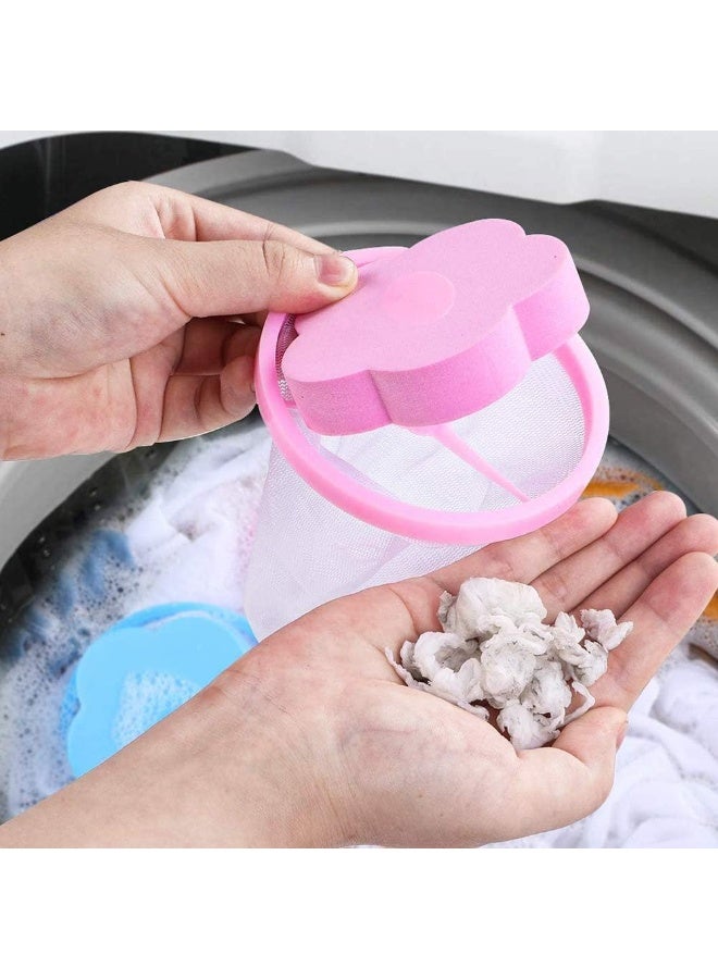 RICEEL Washing Machine Filter Bag, Lint Mesh Bags Lint Catcher Washer Hair Catcher Flowers Hair Filter Net Pouch Reusable Hair Remover Tool  - Image 3