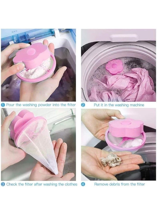 RICEEL Washing Machine Filter Bag, Lint Mesh Bags Lint Catcher Washer Hair Catcher Flowers Hair Filter Net Pouch Reusable Hair Remover Tool  - Image 4