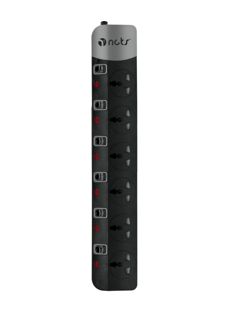 NCTS NCTS 6125B QFLUX SERIES 6WAY Universal extension socket, overload protection, Cable length:1.8M, Child resistant safety covers, EU plug top, Surge Protector,1 Year Warranty (EU PLUG) 
