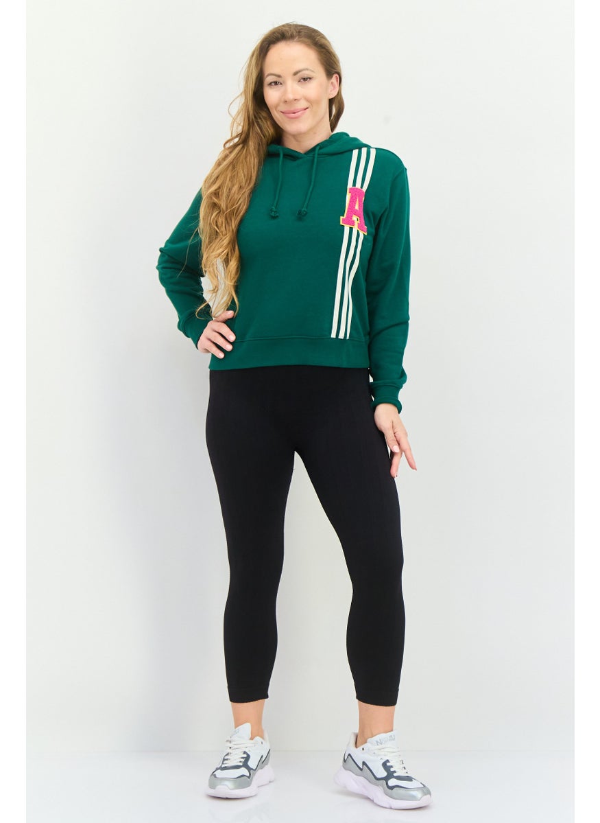 adidas Originals Women Spotswear Fit Long Sleeve Outdoor Hoodie, Green  - Image 4