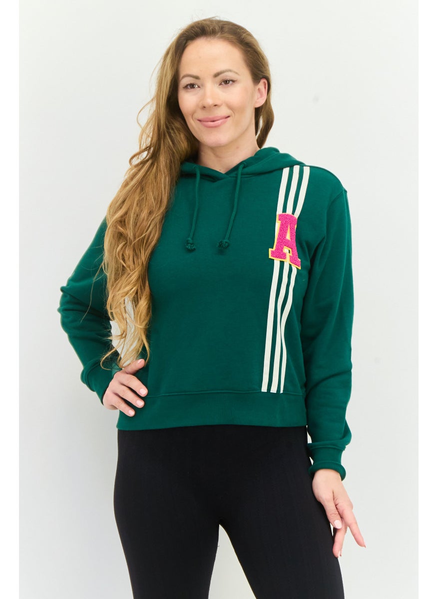 adidas Originals Women Spotswear Fit Long Sleeve Outdoor Hoodie, Green  - Image 1