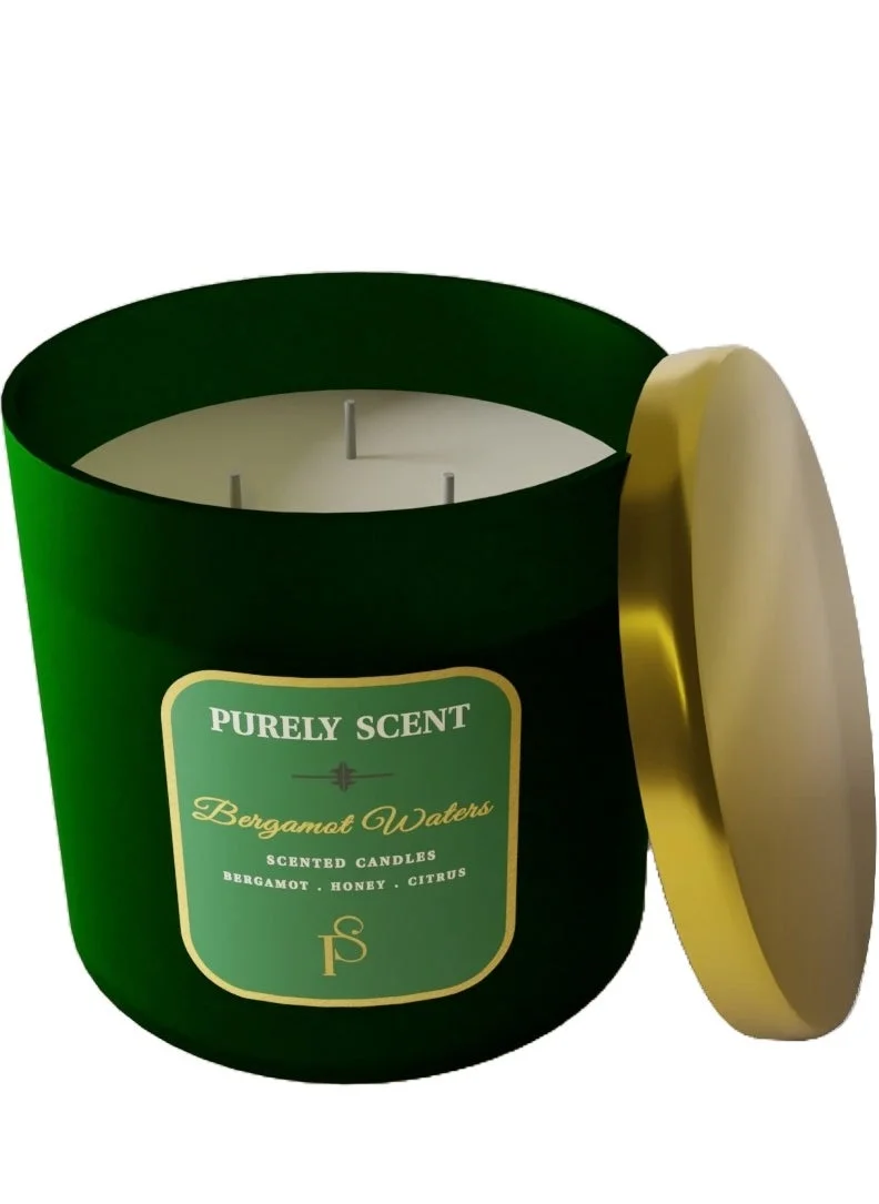 PURELY SCENT Bergamot Waters 100% Soy Wax Candle 410 Grams