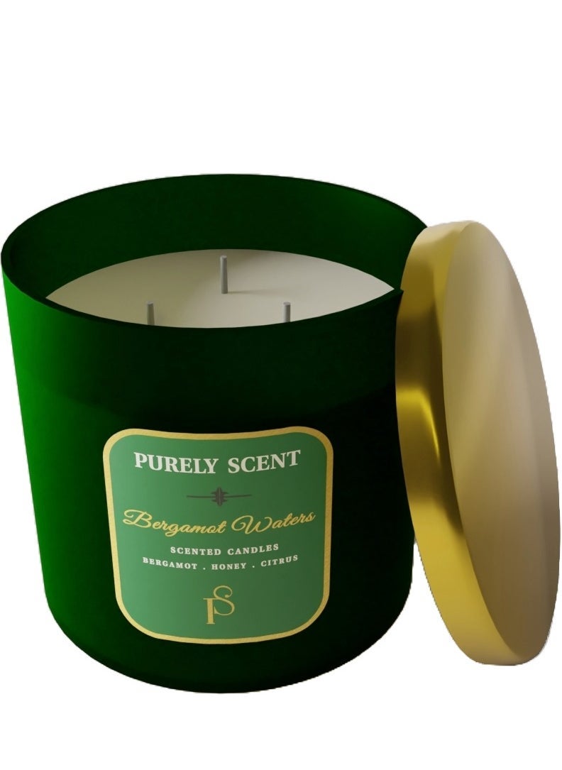 PURELY SCENT Bergamot Waters 100% Soy Wax Candle 410 Grams  - Image 1