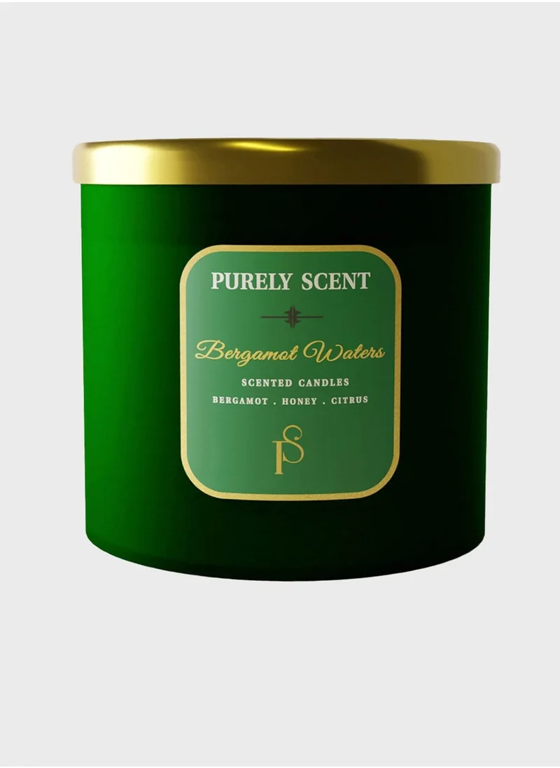 PURELY SCENT Bergamot Waters 100% Soy Wax Candle 410 Grams