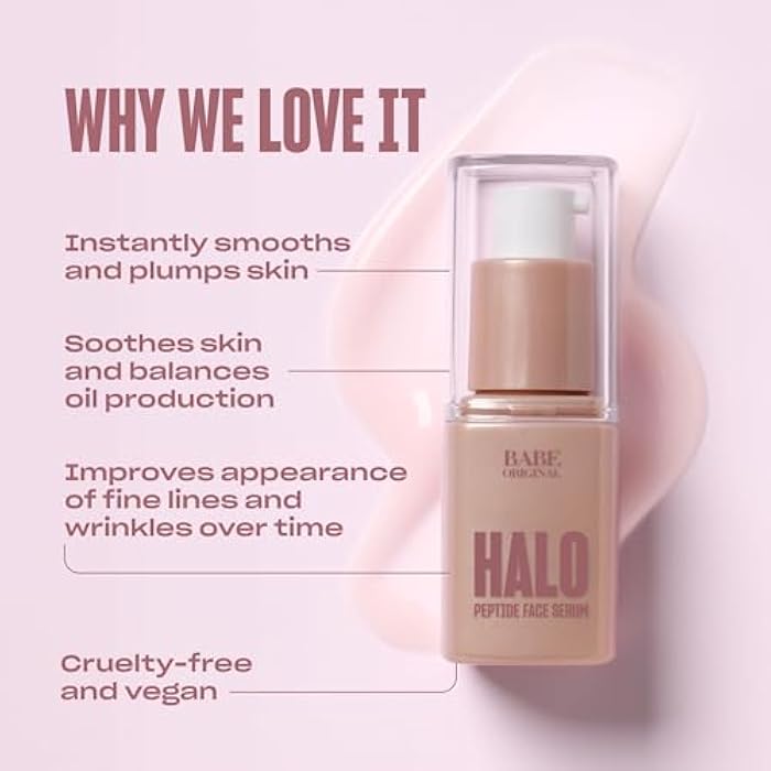 Babe Original Halo Peptide Face Serum for Women, Face Moisturizer Face Cream for Hydrated, Plump & Soothed Skin with Pink Root Extract, Hyaluronic Acid, Peptides & Amino Acids | Cruelty-free and Vegan - Image 3