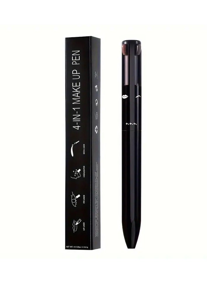 DubaiGallery 4-in-1 Cruelty-Free Travel Makeup Pen Vegan Eyebrow Eyeliner Lip Liner Highlighter Waterproof Face Eye Beauty Pencil - Image 1