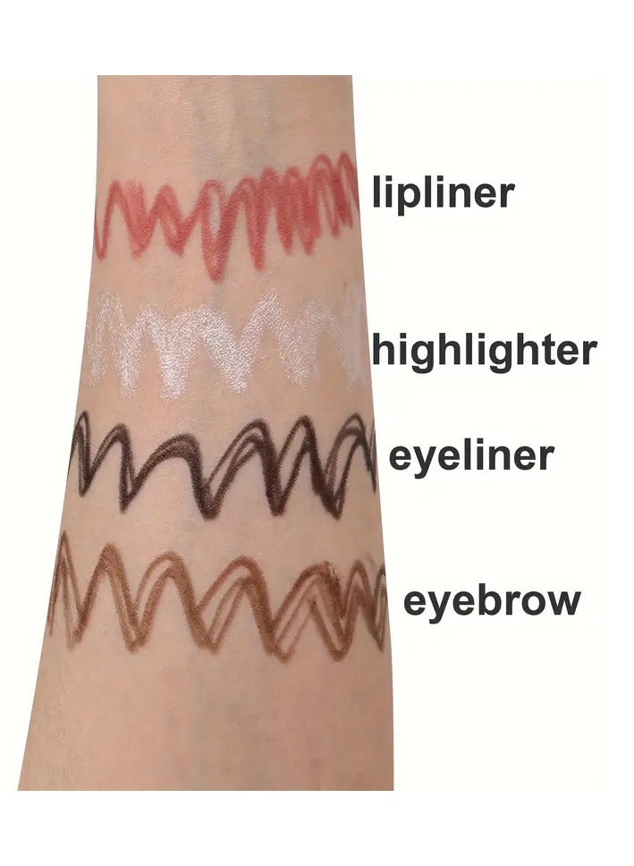 DubaiGallery 4-in-1 Cruelty-Free Travel Makeup Pen Vegan Eyebrow Eyeliner Lip Liner Highlighter Waterproof Face Eye Beauty Pencil - Image 4