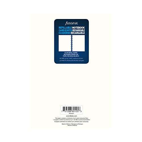 FILOFAX دفاتر فيلوفاكس A5 إعادة تعبئة دفتر يوميات عادي، قابل للتحريك، 8 1/4 × 5 13/16 بوصة، 32 ورقة كريمية تناسب دفاتر فيلوفاكس القابلة لإعادة التعبئة A5 (B152451U) - Image 2
