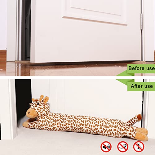 SANFERGE 36 Inch 3LB Heavy Duty Under Door Draft Stopper, Decorative Soundproof Door Draft Blocker, Energy Saving Draft Guard, Giraffe Yellow - Image 5