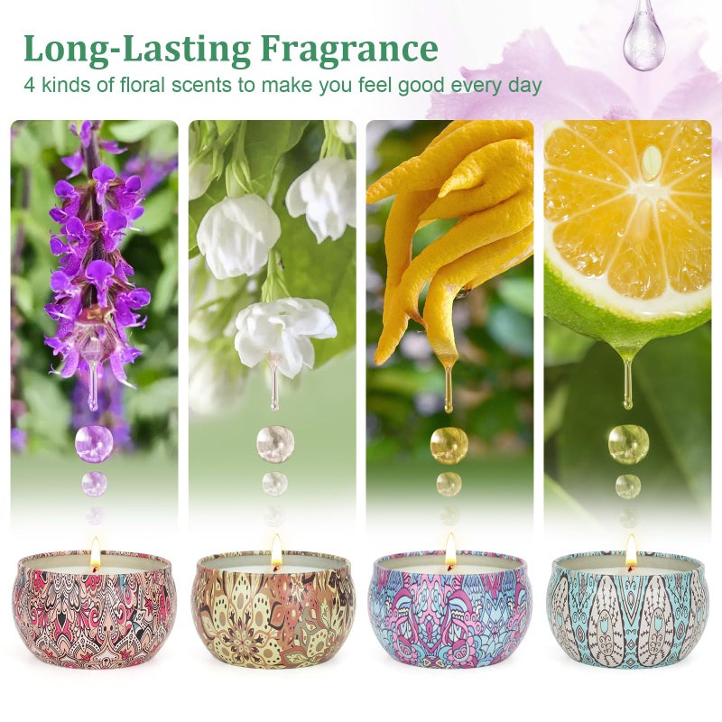 OFUN Scented Candles Gifts for Women 4 Pack Aromatherapy Candle Up to 90 Hours Home Scented Candles Set Soy Wax Candles for Christmas Day, Birthday, Mothers Day, Valentine's Day - Image 4
