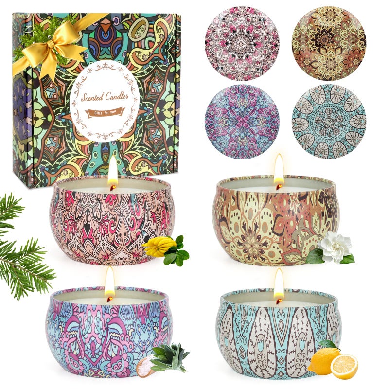 OFUN Scented Candles Gifts for Women 4 Pack Aromatherapy Candle Up to 90 Hours Home Scented Candles Set Soy Wax Candles for Christmas Day, Birthday, Mothers Day, Valentine's Day - Image 1