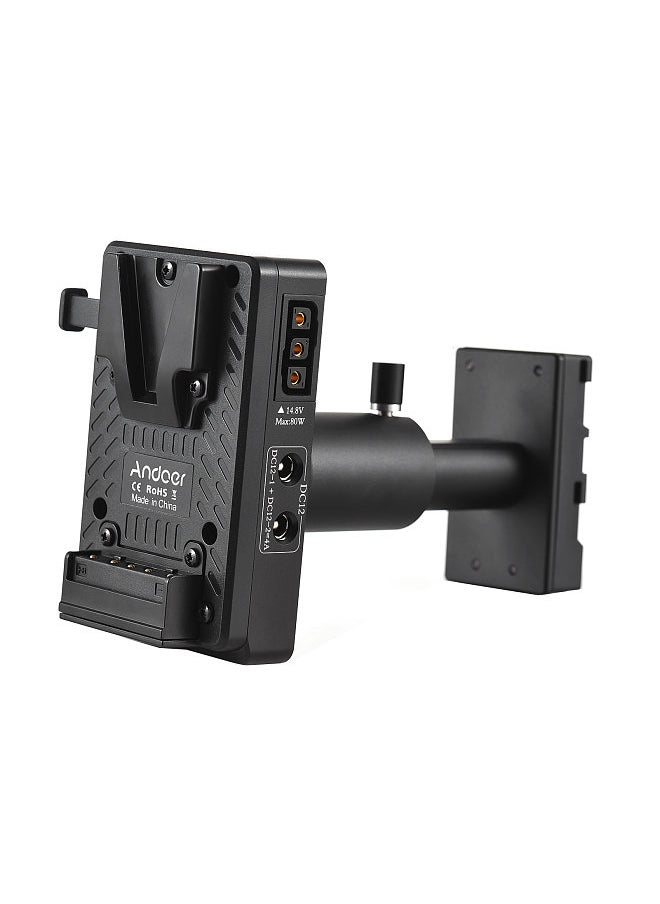 ANDOER - V-Lock V Mount Battery Plate to BP-U Dummy Battery Adapter with Adjustable Rod Replacement for BP-U30 BP-U35 BP-U60 BP-U65 BP-U70 BP-U90 BP-U98 Batteries - Image 1
