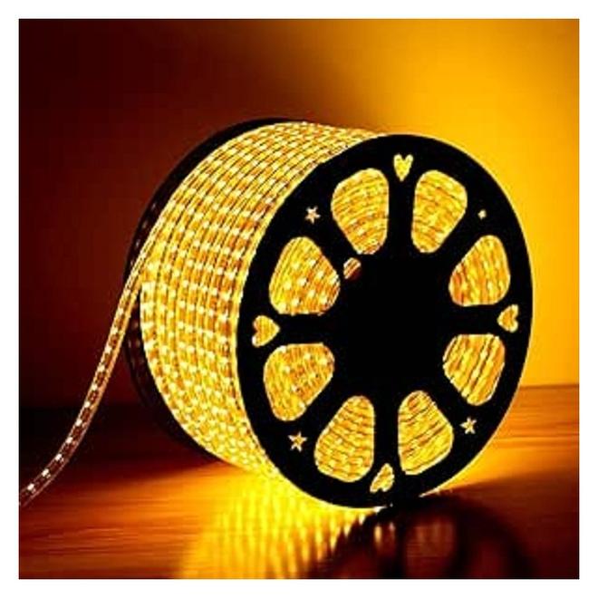 Warm-color LED strip, 5 meters long, waterproof with connector, yellow