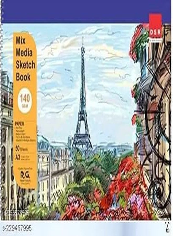 QUAKEL Paper A3 140Gsm Sketch Book/Artist Pad/Drawing Note/Sketch Pad Book 50 Sheets for Students, Artists for Painting, Acrylic, Acadmic,&Proffesional Doodling Graffiti Sketchbooks - Image 1
