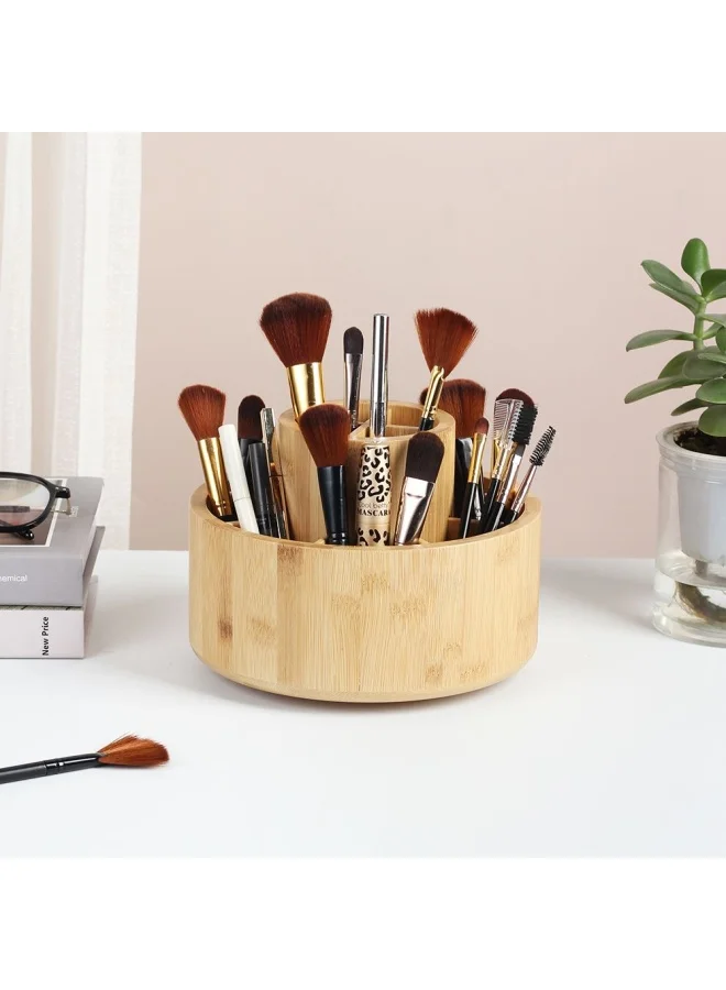 DANUBE HOME Loretta Bamboo Rotatin Smart Desk Organizer Art Supply Storage Organizer Caddy for Kids Desk Organizers Pen Holder 20x20x14.5cm
