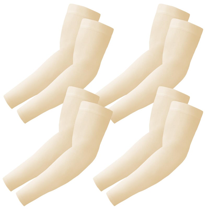 VNLEXMC 4 Pairs Arm Sleeves to Cover Arms for Men & Women,UV Sun Protection,Cooling Sports Compression,Tattoo Cover Up Sleeve (4 Warm Beige) - Image 1