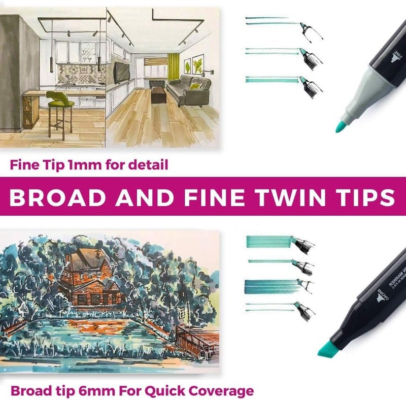 Oytra Sketch Pens 48 Colors/Set Dual Twin Tip Sketching Alcohol Markers for Manga Portrait Illustration Anime Drawing Fashion Architectural Drawings Painting - Image 4