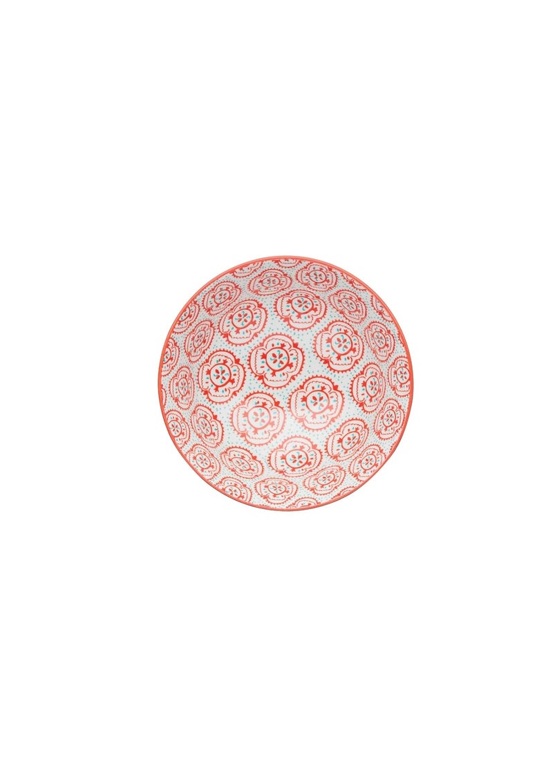KitchenCraft KitchenCraft Glazed Stoneware Bright Yellow Floral Bowl for thinKitchen:, Moroccan Stripe Pattern, Multi Colour Ceramic Bowls with Footed Base, Microwave & Dishwasher Safe, 15.7 cm  - Image 2